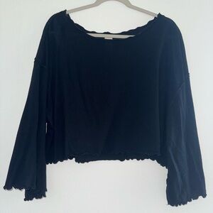 Free People Black Long Sleeve Blouse